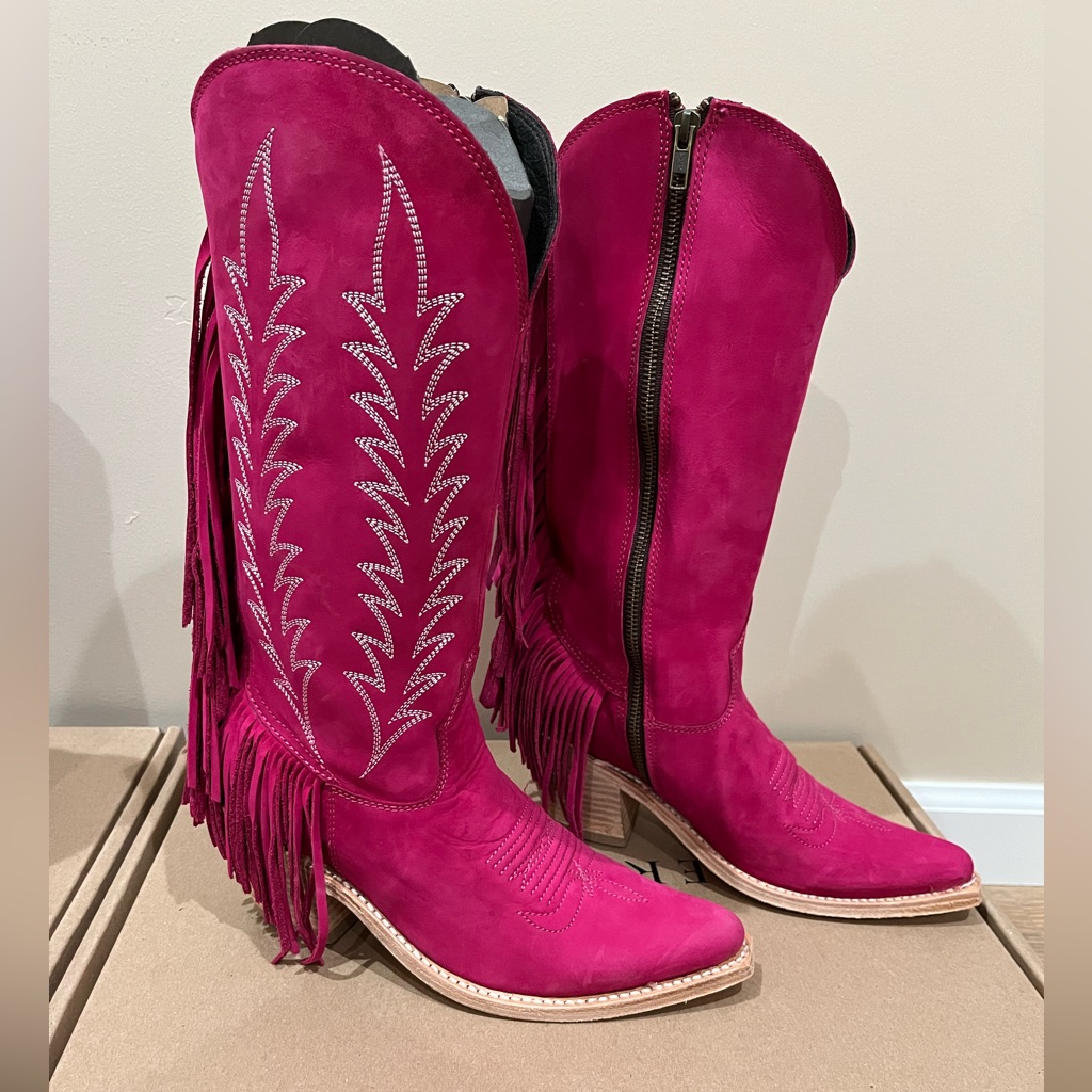Liberty Black Marie Fuschia Fringe Boots